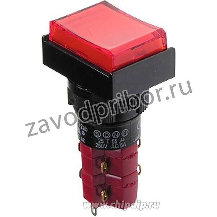 D16LAT1-2abCR, Кнопка с фиксацией / лампочка 250В/5А