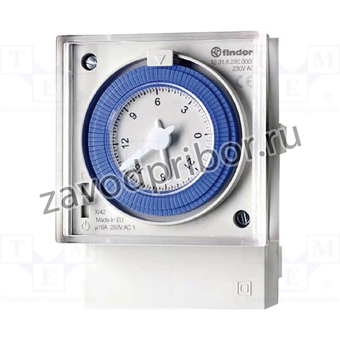 Механическое суточное реле времени; 1 перекидной контакт 16А (~ 230В AC) установка на лицевую панель