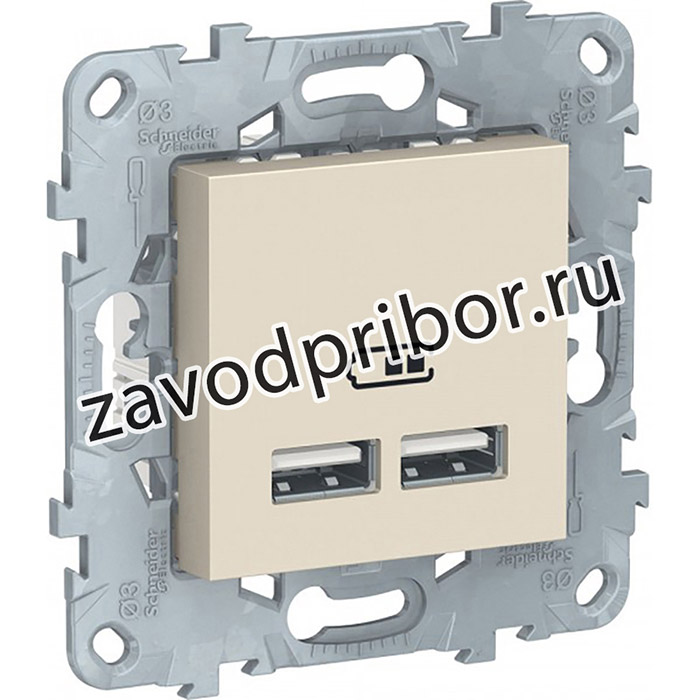 Schneider Electric Unica New Беж Розетка USB, двойная, 5 В / 2100 мА