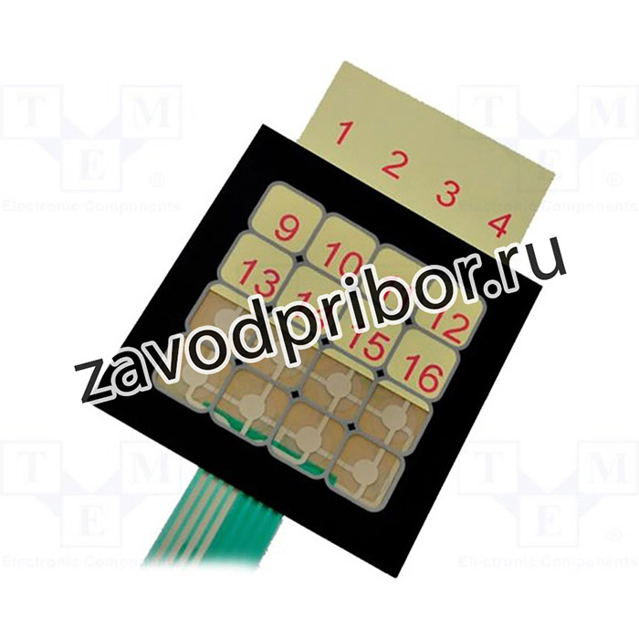 QW-02, Клавиатура: мембранная, Кол-во кноп: 16, W: 80мм, Шаг: 2,54мм, PIN: 8