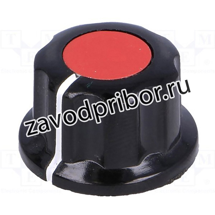 G19-RD, Ручка, с юбкой, бакелит, Диаметр оси 6,35мм, -16,5x11мм, винтом