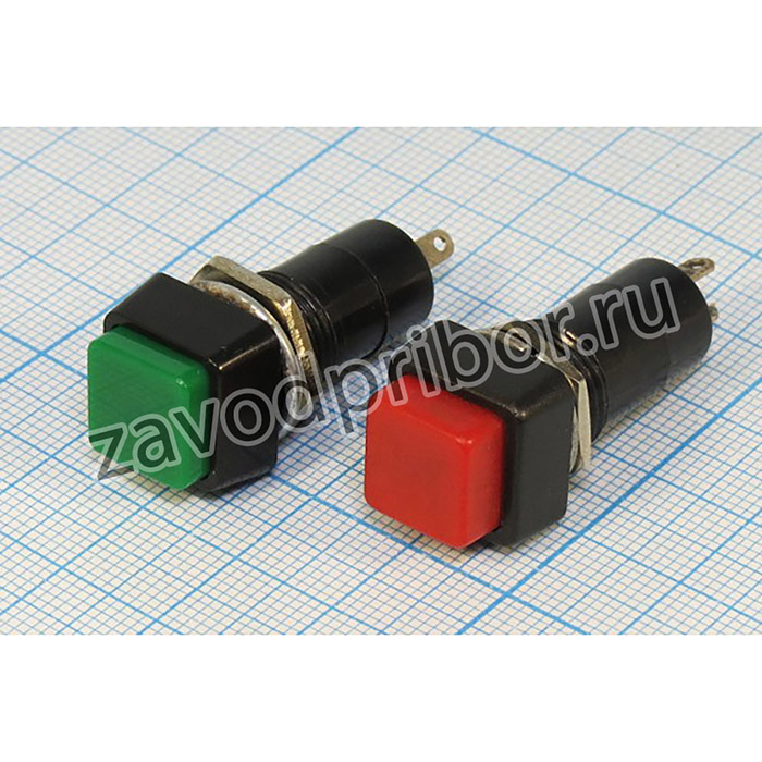Переключатель кнопочный, d12, 220В, 3.0А, OFF-(ON), красный, контакты 2C, PBS-12B