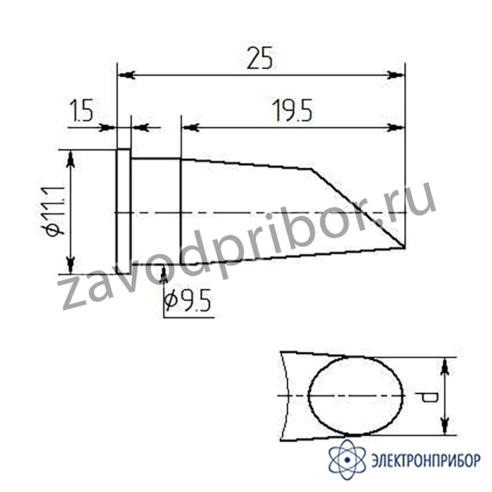 LHT20-DB-06 — паяльная насадка 6,5 мм (односторонний срез, износостойкая)