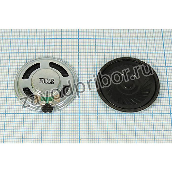 Динамик, диаметр 36мм, толщина 5мм, 150 Ом, 0.25Вт ; дин 36x 5\150\0,5\мет/пл\2C\ FBF36-5-150\FBELEC