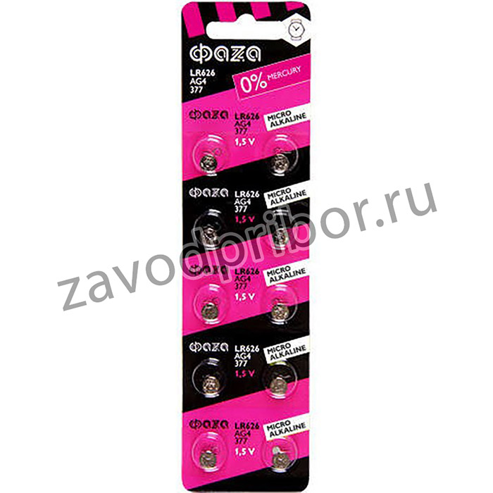Элемент питания алкалиновый "таблетка" AG 4 LR 626 BL-10 (уп.10шт) ФАZА 4895205002555