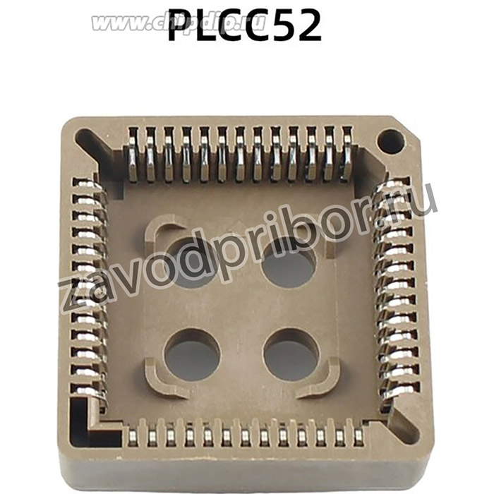 PLCC52 панель для микросхем на плату, выводной THT монтаж (52 Pin, step 1.27mm)