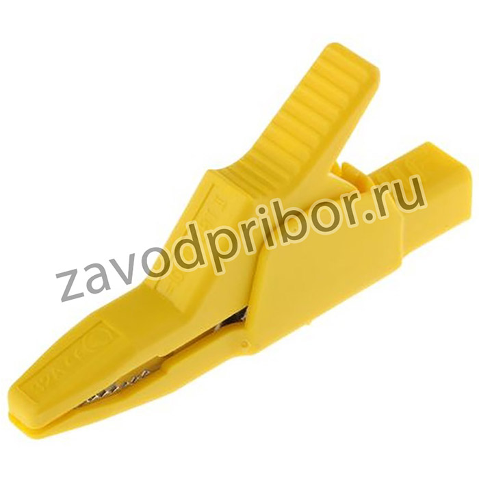 972405103, Crocodile Clip 4 mm Connection, Brass Contact, 32A, Yellow