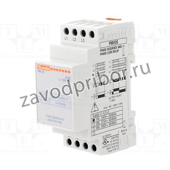 PMV20A240, Модуль: реле контроля напряжения, DIN, SPDT, 250ВAC/8А, 60мс
