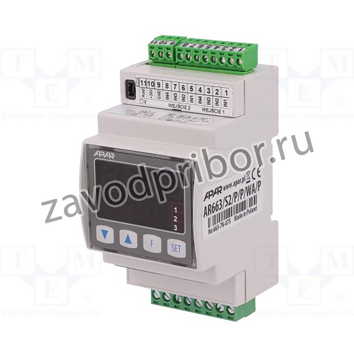 AR663/S2/PPP, Модуль: двухканальный регулятор, реле, OUT 2: реле, DIN, 0-50°C