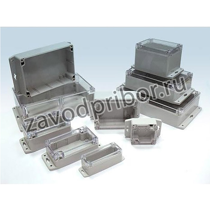 G212CMF, 115x90x55мм, IP65, пластик, светло-серый, прозрач. крышка, с фланцами