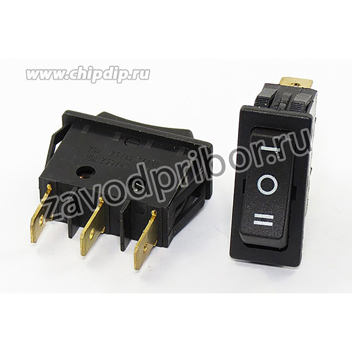 Переключатель клавишный, контакты 3T, 15А, ON-OFF-ON, подсветка черная, RS103-11C