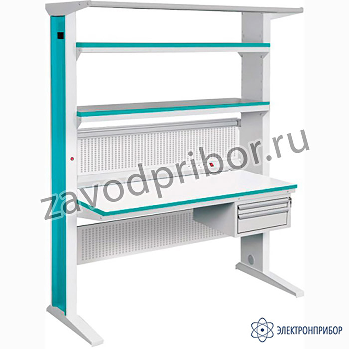 ГМ-12-7/Л Гамма LAB RAL9010 — основание рабочего места лабораторного в комплекте с левосторонним электроблоком 1356*700*2000 мм