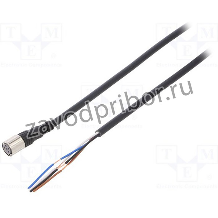 XS3F-M421-405-R, Соединительный кабель, M8, PIN 4, прямой, 5м, вилка, 1А, 0-70°C