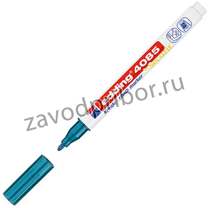 Маркер меловой EDDING 4085, 1-2 мм, СИНИЙ МЕТАЛЛИК, влагостираемый, для гладких поверхностей, Е-4085/73, E-4085/73