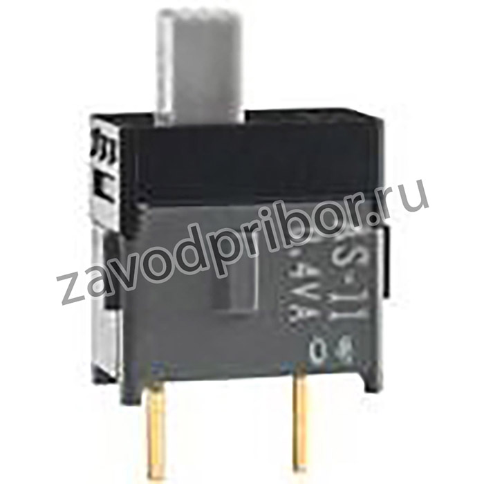 AS11CP, Switch Slide ON None OFF SPST Top Slide 0.1A 28VAC 28VDC 0.4VA 50000Cycles PC Pins Thru-Hole