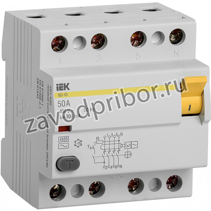 IEK KARAT Выключатель дифференциальный ВД1-63 (УЗО) 4Р 50А 300мА