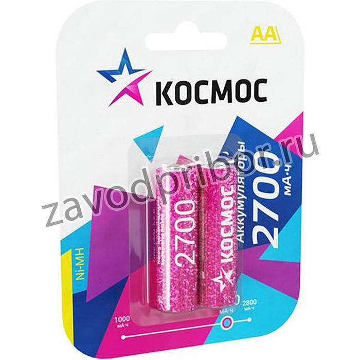 Аккумулятор AA/R6 NI-MN 2700мА.ч BP-2 (блист.2шт) Космос KOCR6NIMH2700MAH2BL