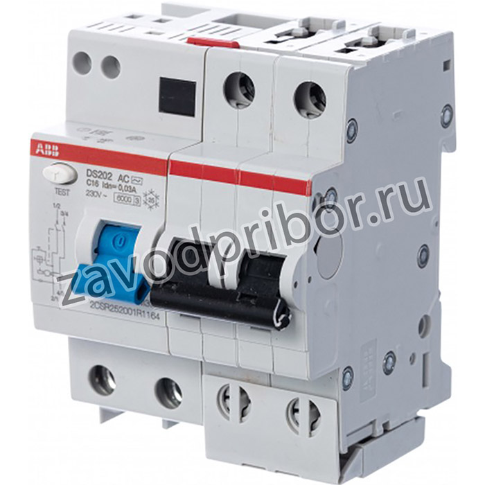 ABB Выключатель автоматический дифференциального тока 4мод. DS202 AC-C16/0,03