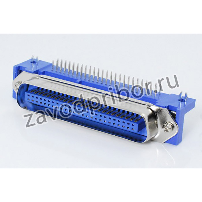 Разъем CENTRONICS вилка, шаг P2.16, контакты 50P, монтаж на плату, угловой, CENR-50M