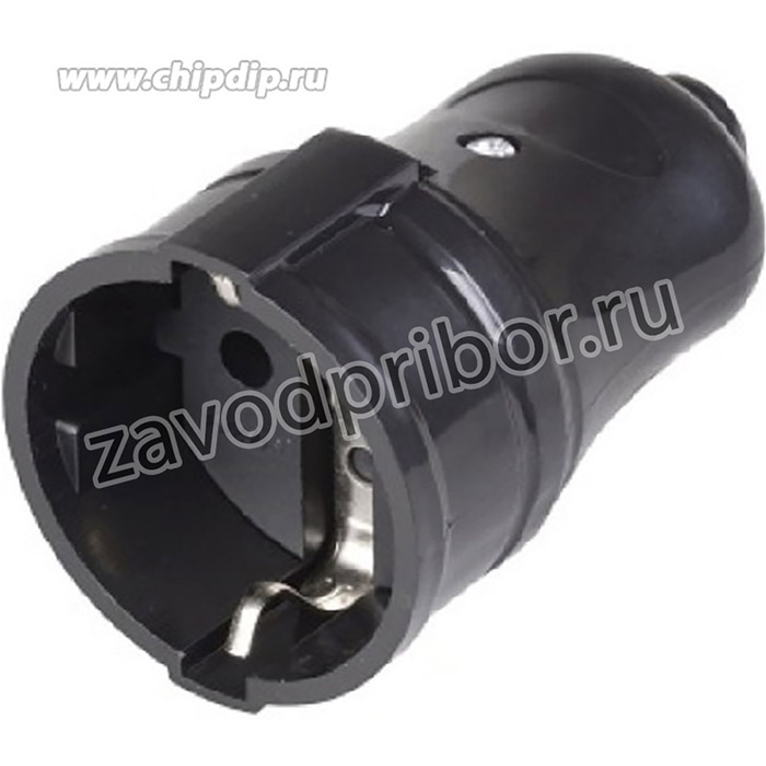 Розетка кабельная разборная прямая с з/к 16А 220В черная 1шт