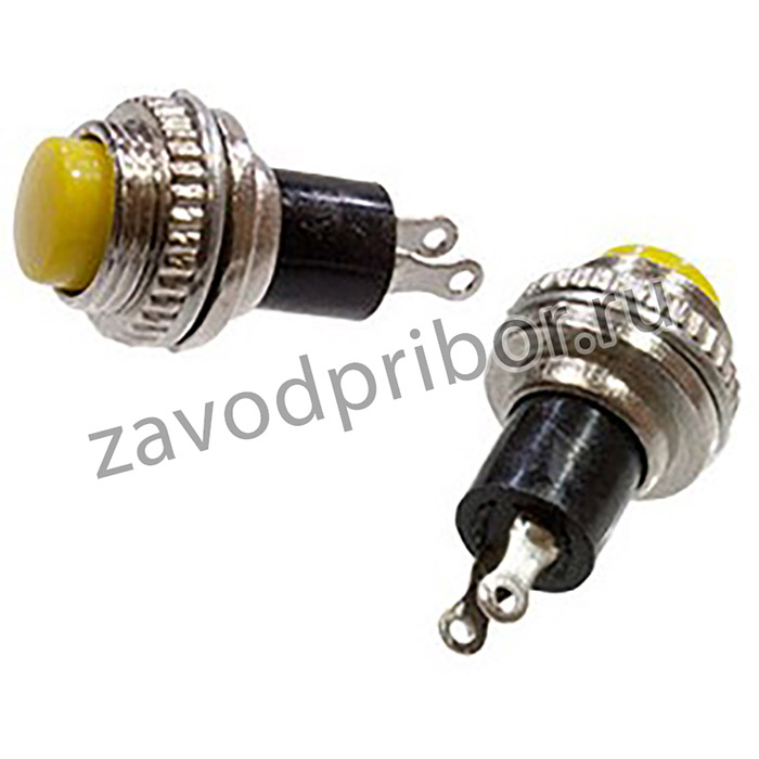 DS-314, Кнопка, 2 конт., OFF- (ON), без фикс., 250В/0,50А, желтый