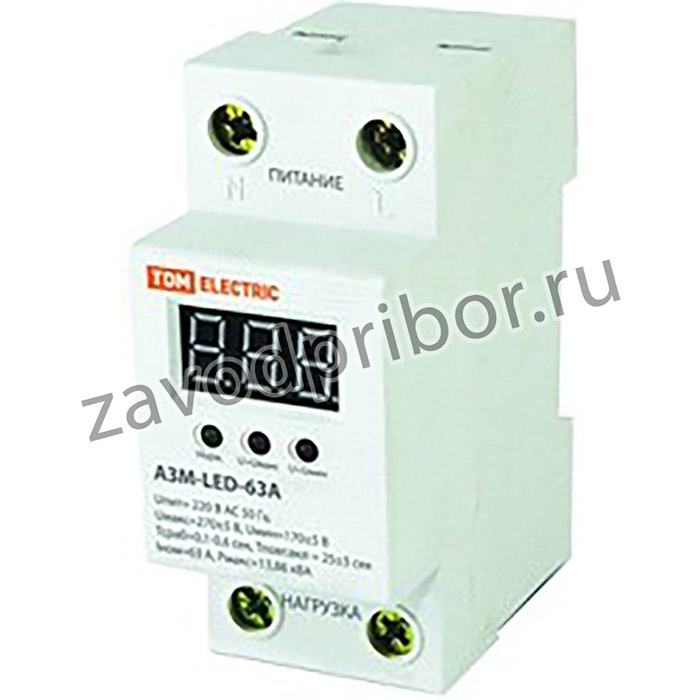 SQ1504-0020, Реле напряжения 1-фазное серии АЗМ с LED-дисплеем 63А-220В TDM