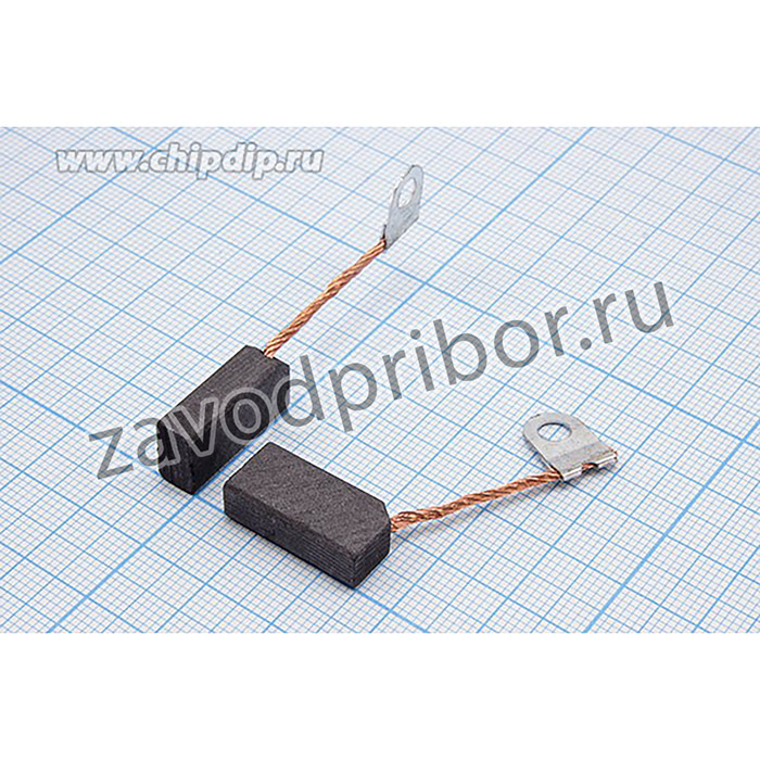 щетка для двигателей 6.3x10x20мм для Rebir IE-5107, RZ2-70; двиг щетка\ 6,3x10x20\клем/"О" d4,2\угл\