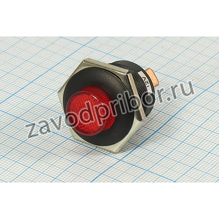 Переключатель кнопочный, d22, 12В, 10А, ON-OFF, ILкрасный, контакты 3T, R13-553BLR12V