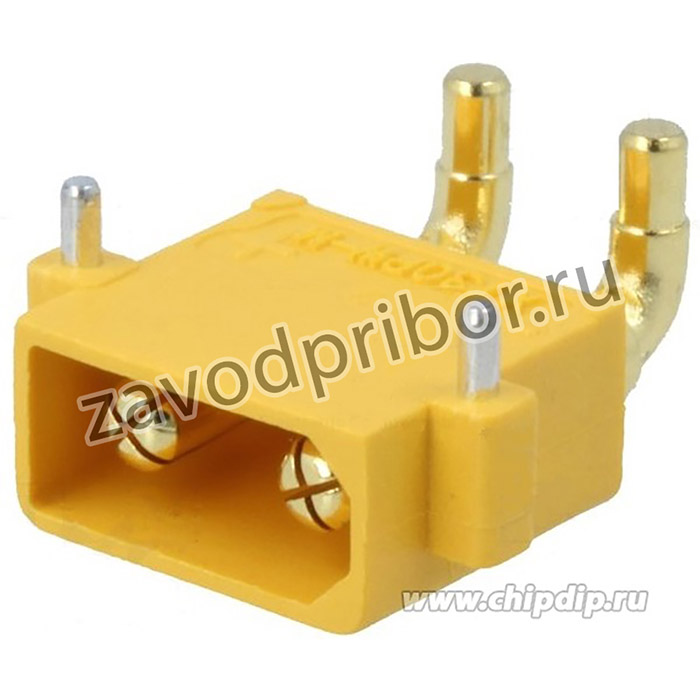 XT30PW-M, Разъем DC supply; XT30; male; PIN:2; on PCBs; THT; Colour: yellow