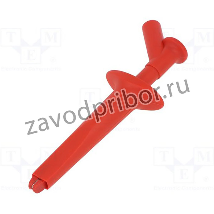 AB200-22, Щуп-зажим, "крокодил", 16А, красный, Покрытие: никелированные