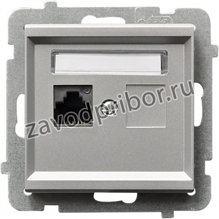 Ospel Sonata Серебро матовое Розетка компьютерная 1-я, категория 5e, RJ-45, без рамки