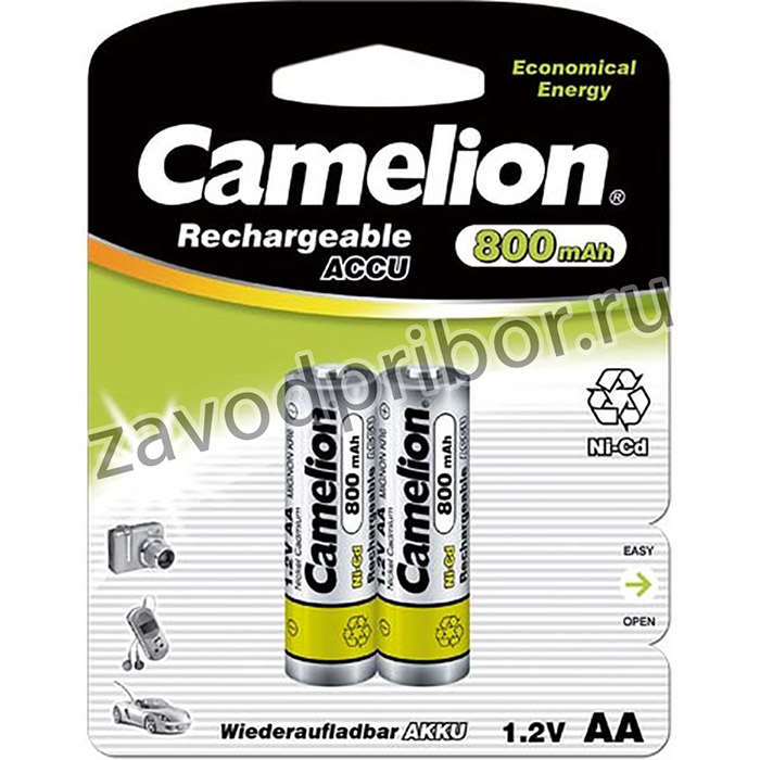 Camelion AA- 800mAh Ni-Cd BL-2 (NC-AA800BP2, аккумулятор,1.2В)