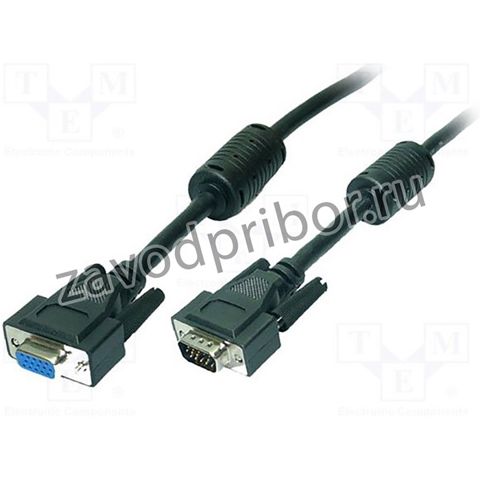 CV0005, Кабель, D-Sub 15pin HD гнездо, D-Sub 15pin HD вилка, черный, 3м