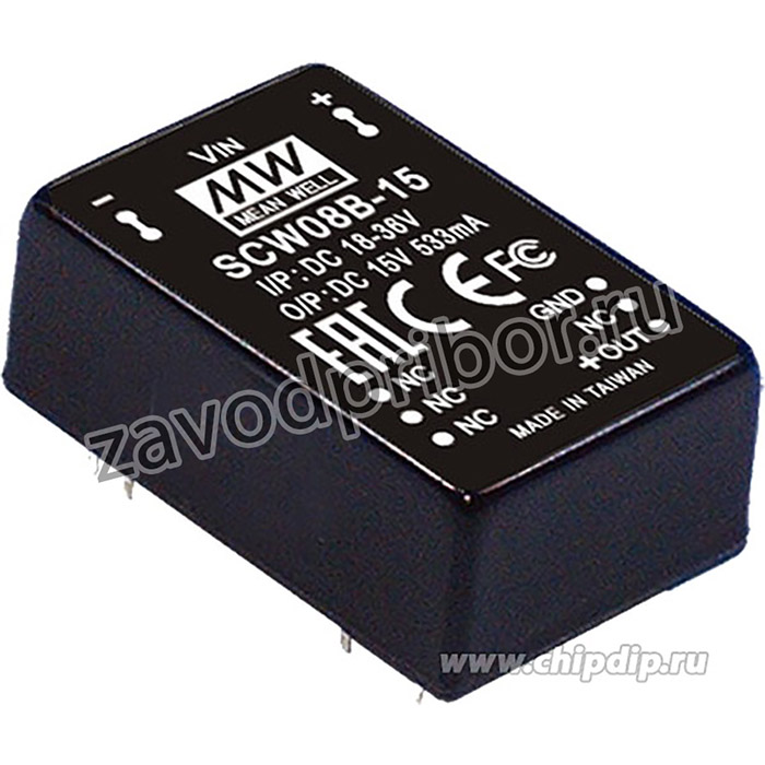 SCW08B-05, DC/DC преобразователь, 8Вт, вход 18-36В,выход 5В/1.6А