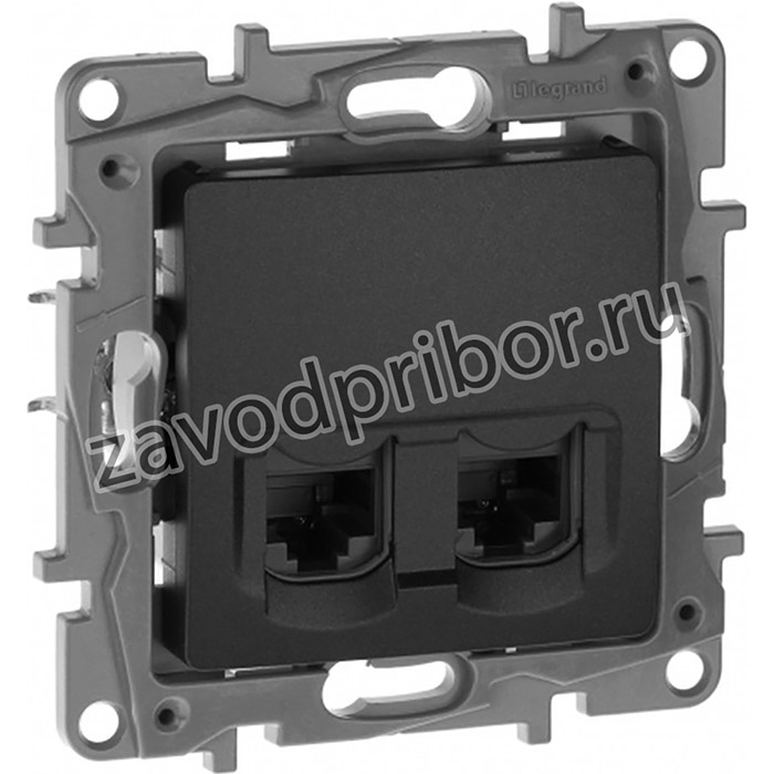 Legrand 672655, Двойная розетка RJ 45, категория 5е, UTP, Etika, антрацит