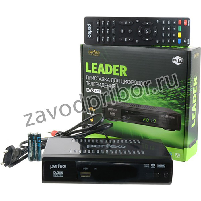 PERFEO PF_A4412 "LEADER" DVB-T2/C для цифр.TV, Wi-Fi, IPTV, HDMI, 2 USB, DolbyDigital, пульт ДУ, Цифровая ТВ-приставка