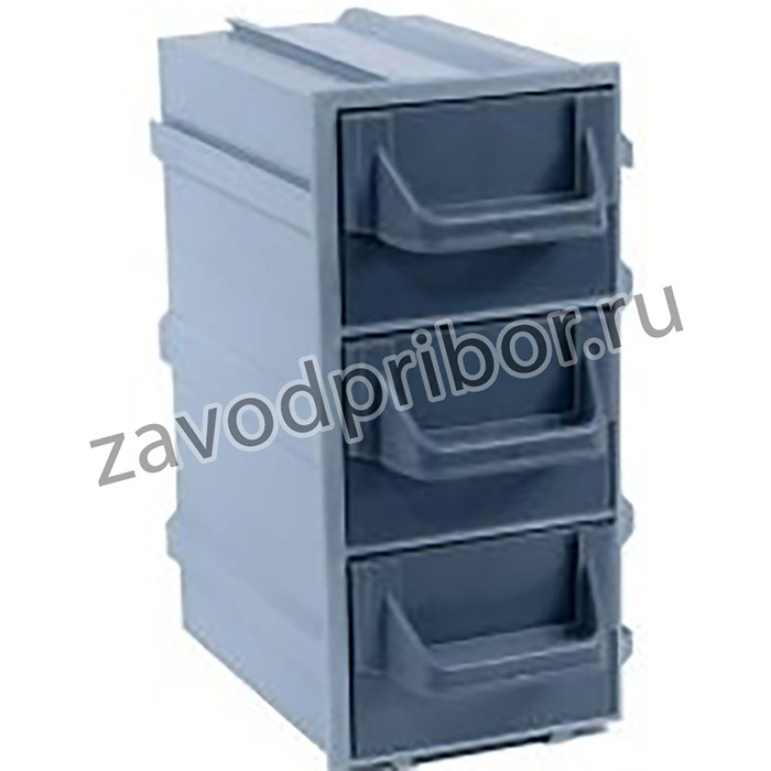 Кассетница 100x 47x 70, 3 ячейки, пластик/серый