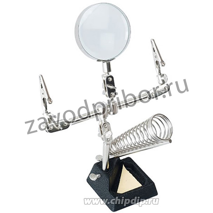 608-391E, Держатель плат "третья рука" с лупой х2.5 и подставкой для паяльника