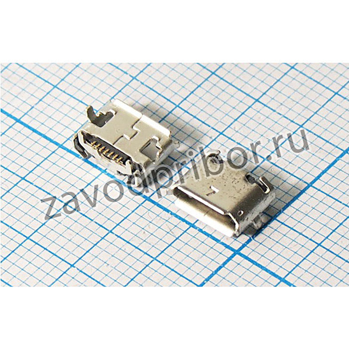 Гнездо micro USB, Тип B, реверсивное (reverse), 7 контактов, SMD на плату; гн microUSB REV\B\7C4HP\плат\ угл\\microUSBB7SD2REV