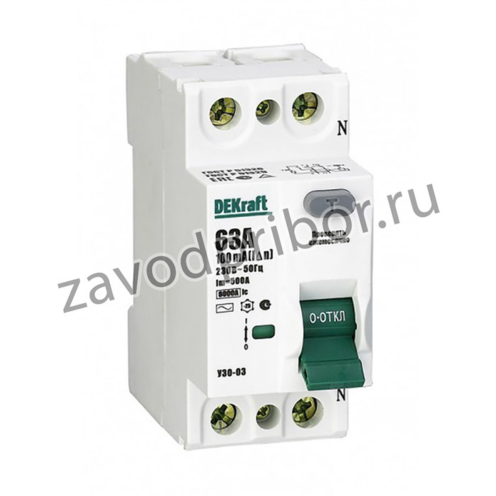 DEKraft ВДТ 2P 80А 100мА тип AC УЗО-03 6кА