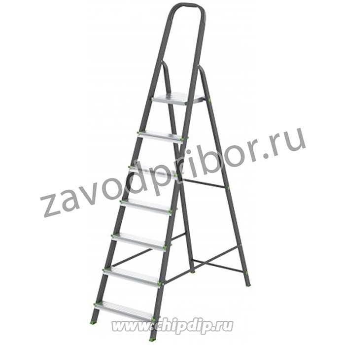 97957, Стремянка, 7 ступеней, стальной профиль, алюминиевые ступени, Россия