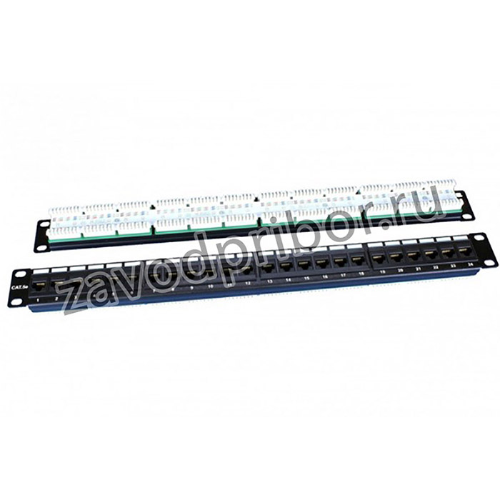 PP3-19-24-8P8C-C5E-110D, Патч-панель 19", 1U, 24 порта RJ-45, категория 5e, Dual IDC, ROHS, цвет черный Hyperline PP3-19-24-8P8C-C5E-110D
