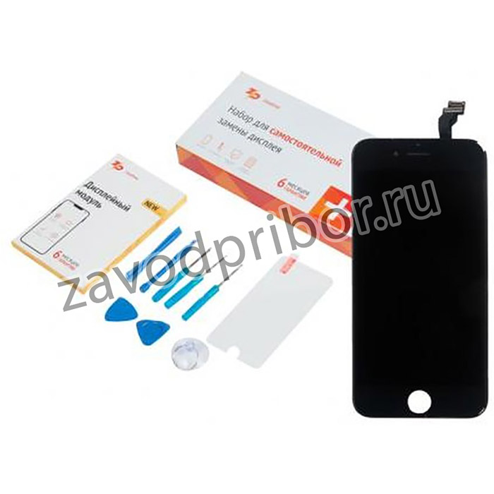 (iPhone 6) дисплей для iPhone 6 в наборе ZeepDeep: экран черный, защитное стекло, набор инструментов, пошаговая инструкция