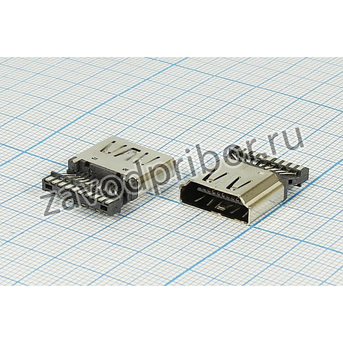 Гнездо HDMI с монтажной платой под пайку; гн HDMI\19C\\\HDMI7008 WELDING\