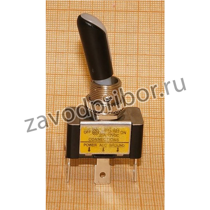 Переключатель рычажный, 12В, 20А, ON-OFF, d12,2, с подсветкой зеленый OFF/красный ON, 3T, R13-4; ПРыч\ 12В\20А\ON-OFF\ d12,2\ILзелOFF/крON\