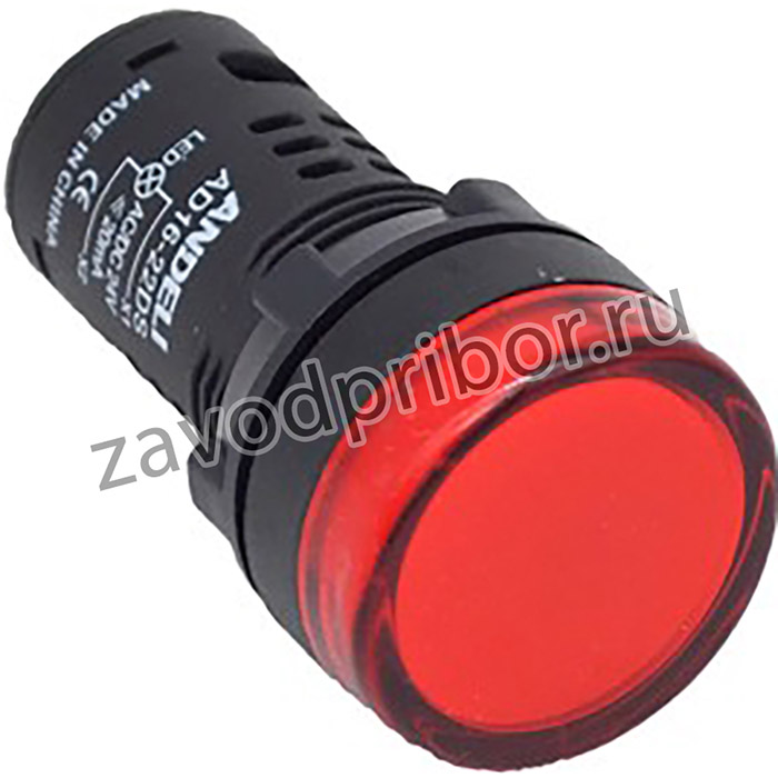 Лампа AD16-22DS(LED)матрица d22мм красный 220В AC/DC (ANDELI)