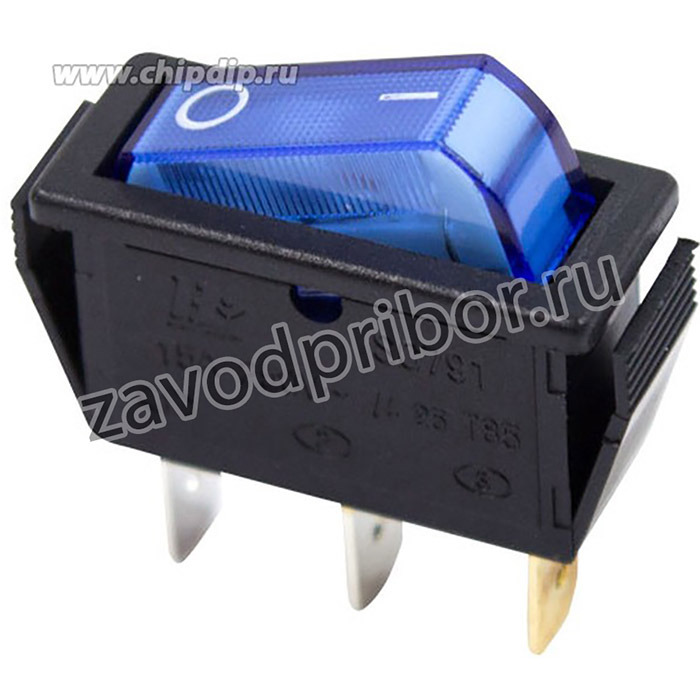 36-2211, Выключатель клавишный 250V 15А (3с) ON-OFF синий с подсветкой (RWB-404, SC-791, IRS-101-1C)