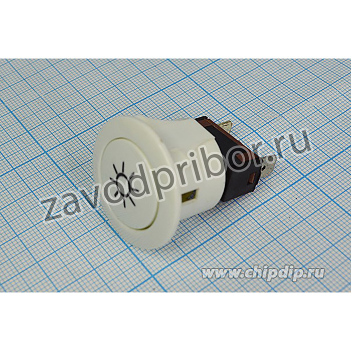 Переключатель кнопочный, d24, 220В, 10А, ON-OFF, белый, контакты 2T, SW2503