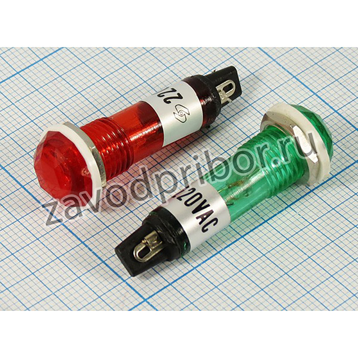 Лампа газоразрядная в корпусе 220В, размер 40мм, диаметр 14мм, цвет зеленый; Л корп 220В\d10,5x35\d14x 5\зел\мкд\\ГР\IL-772N\