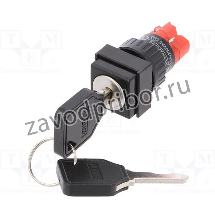 V16-KEY-F-2, Переключатель: замок для РЭА, Фикс.пол: 2, Алгоритм раб: ON-ON